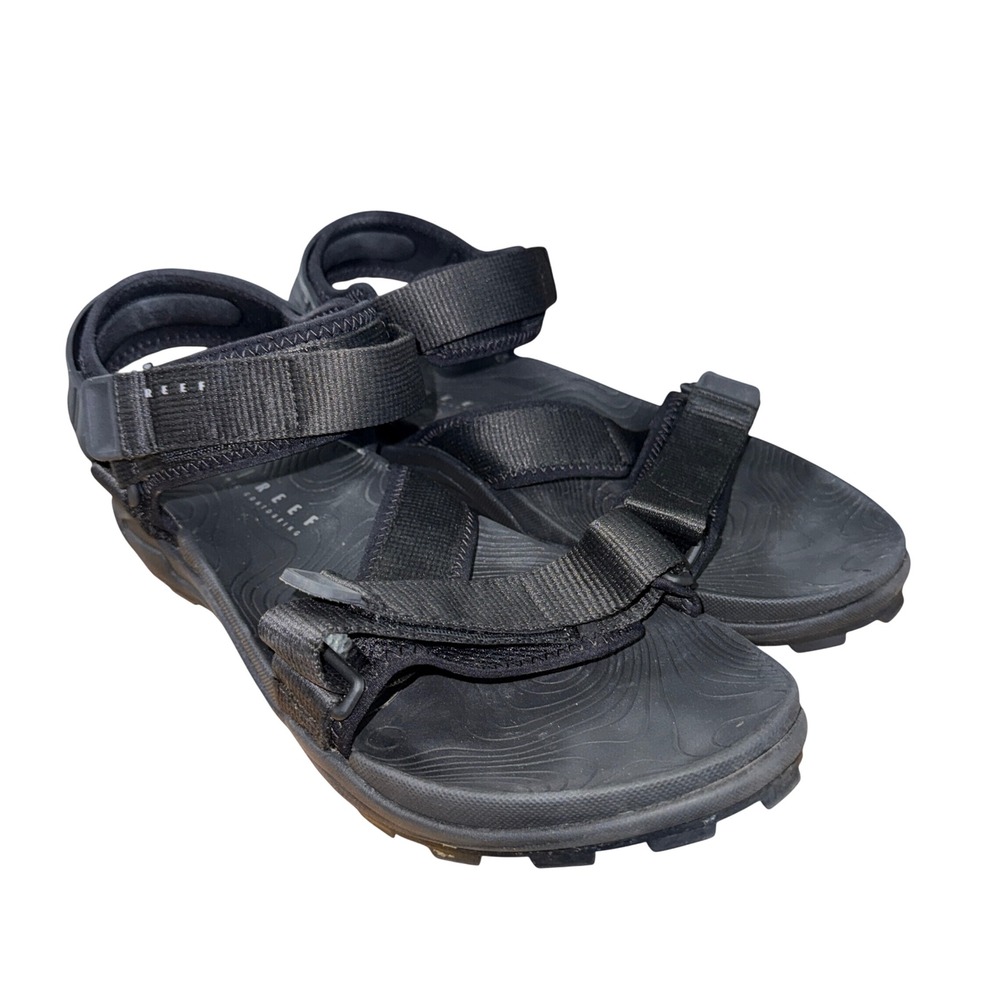 Reef Cross-Shore Sandals Men 12 Pre-Owned Sport All Black Bottle Opener Open Toe